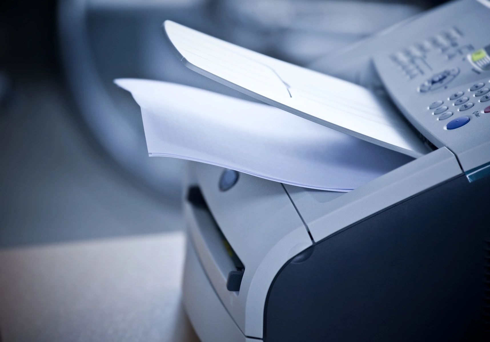 Office laser printer ready to print documents